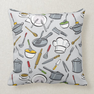 Kitchen Tools Pattern Throw Pillow