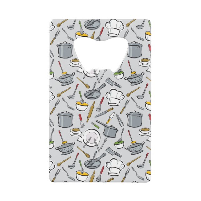 Kitchen Tools Pattern Wallet Bottle Opener (Front)