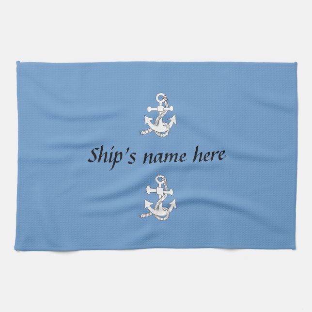 Kitchen Towel - Anchor with ship name (Horizontal)