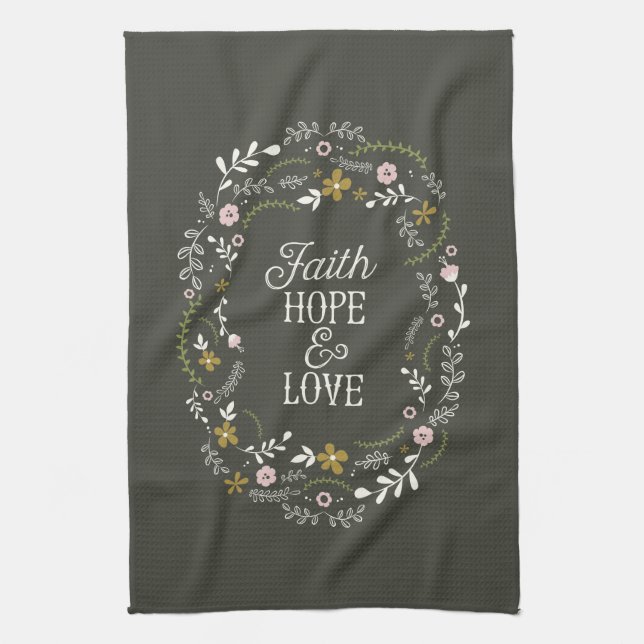 Kitchen Towel Bible Scripture Faith Hope Love (Vertical)