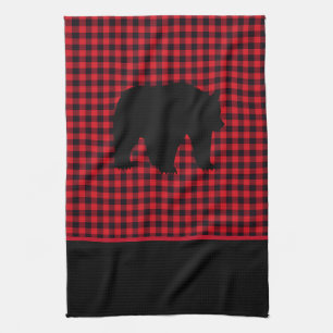 Kitchen Towel-Buffalo Plaid-Bear Towel