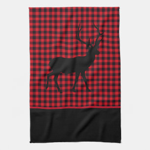 Kitchen Towel-Buffalo Plaid-Deer Towel