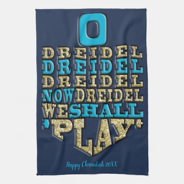 Kitchen Towel "Chanukah/O Dreidel Dreidel..." (Vertical)
