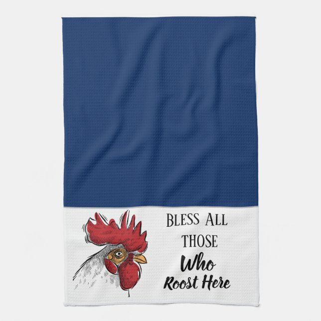 Kitchen Towel-Chicken Bless All Those Who Kitchen Towel (Vertical)