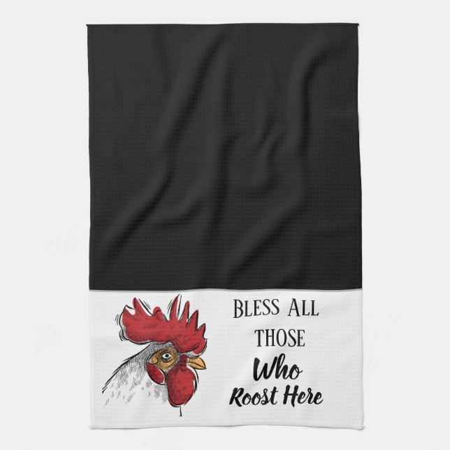 Kitchen Towel-Chicken Bless All Those Who Kitchen Towel (Vertical)