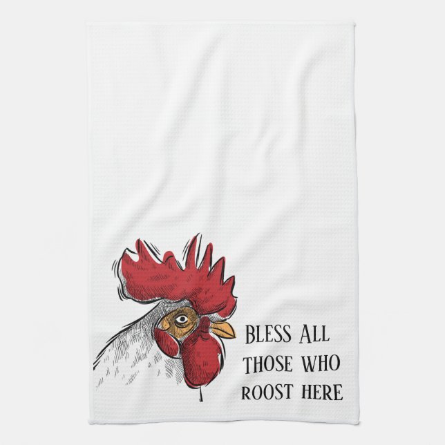 Kitchen Towel-Chicken Bless All Those Who Kitchen Towel (Vertical)