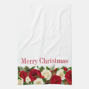 Kitchen Towel-Christmas Roses Towel