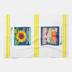 Kitchen Towel - Claremont CA 2 Fruit Crate Labels