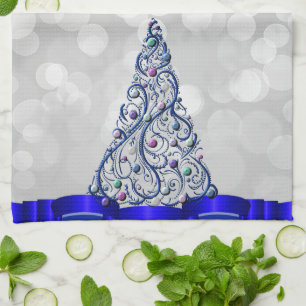 Kitchen Towel - Cobalt Swirls Tree