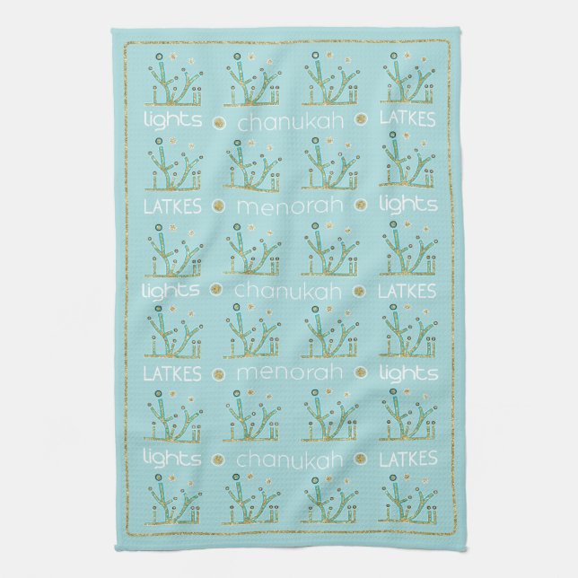 Kitchen Towel "Hanukkah/Lights, Latkes, Chanukah" (Vertical)
