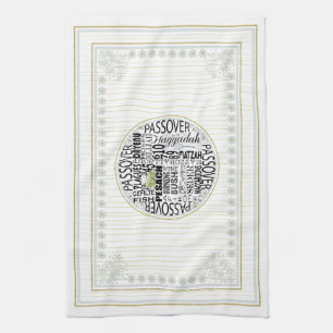 Kitchen Towel "Happy Passover Words "