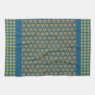 Kitchen Towel, Hearts and Check Gingham Pattern Towel