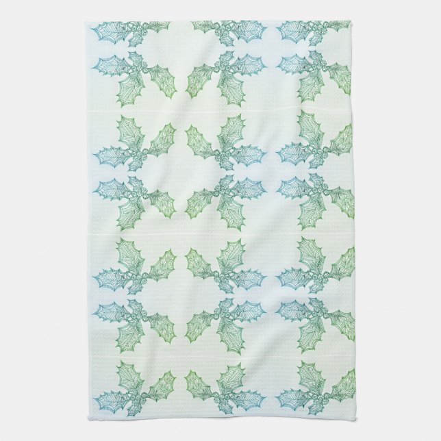 Kitchen Towel Holly Allover Print white background (Vertical)