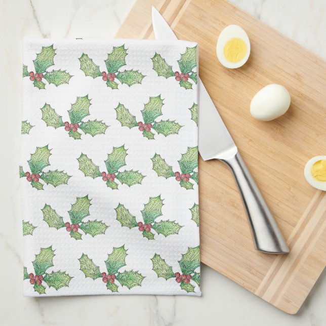 Kitchen Towel Holly Jolly allover print (Quarter Fold)