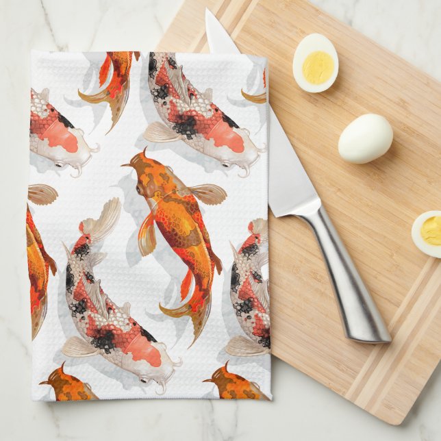 Kitchen Towel-KOI Fish Kitchen Towel (Quarter Fold)