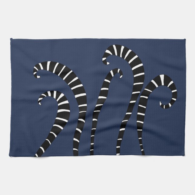 Kitchen Towel - Lemur Tails Navy (Horizontal)