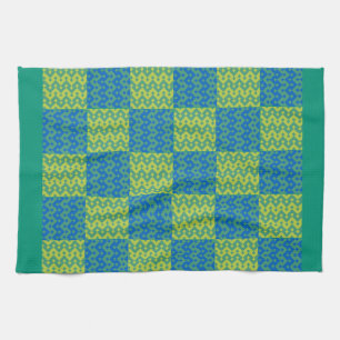 Kitchen Towel or Tea Towel Emerald, Blue Patchwork