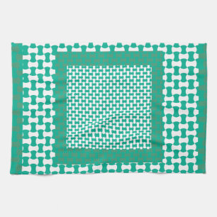 Kitchen Towel or Tea Towel Emerald Green Geometric