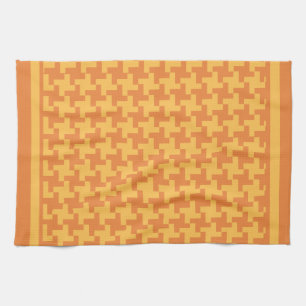 Kitchen Towel or Tea Towel, Orange Dogstooth Check