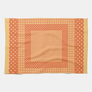 Kitchen Towel: Orange Checks and Polka Dots Towel
