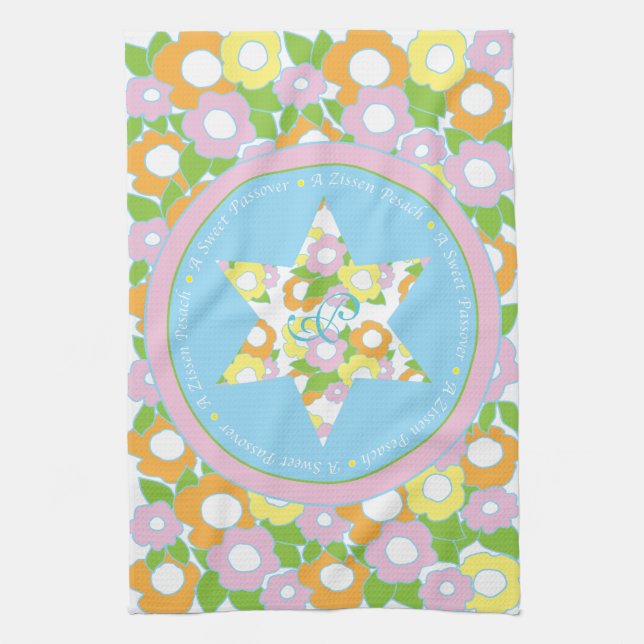Kitchen Towel "Passover Flowers Pastels" (Vertical)