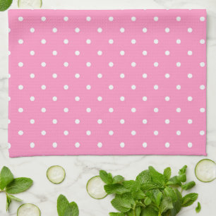 Kitchen Towel/Pink with White Polka Dots Towel