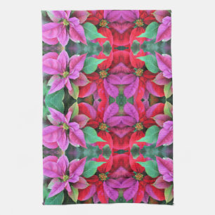 Kitchen Towel - Red & Pink Poinsettias