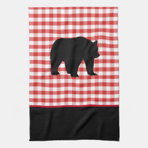 Kitchen Towel-Red Plaid-Bear Towel
