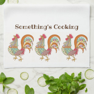 Kitchen Towel-Rooster Something's Cooking Kitchen Towel