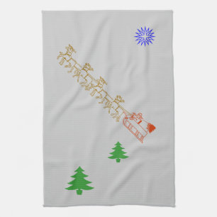 Kitchen Towel - Santa and Sleigh