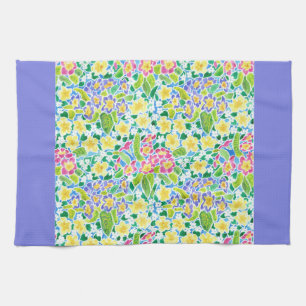 Kitchen Towel, Spring Primroses, Powder Blue Towel