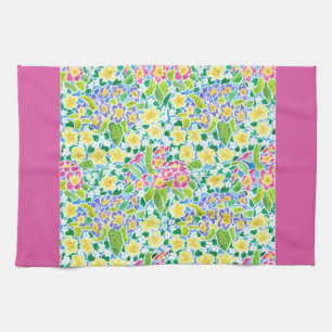 Kitchen Towel, Spring Primroses, Pretty Pink Kitchen Towel