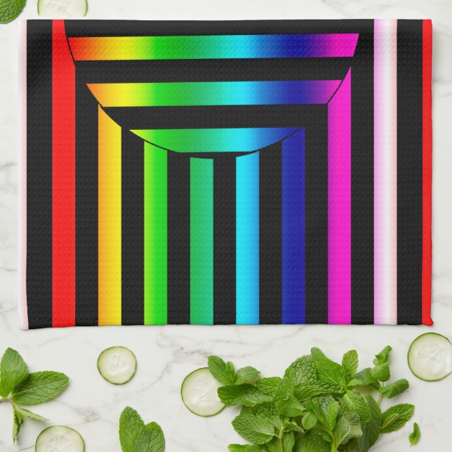 Kitchen Towel - Striped Optical Illusion (Folded)