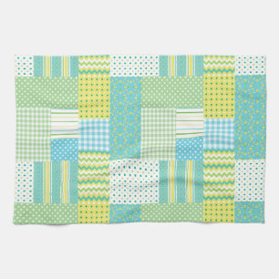 Kitchen Towel Tea Towel: Daffodils, Faux-Patchwork