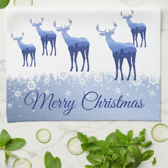Kitchen Towel-The Deer Snowflakes Towel (Folded)