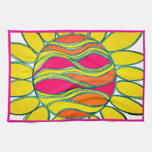 KITCHEN TOWEL "TROPICAL SUNSHINE" raspberry trim