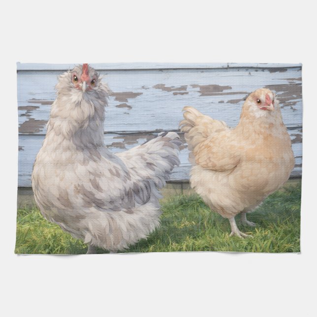 Kitchen Towel Two Chickens Farmhouse  (Horizontal)