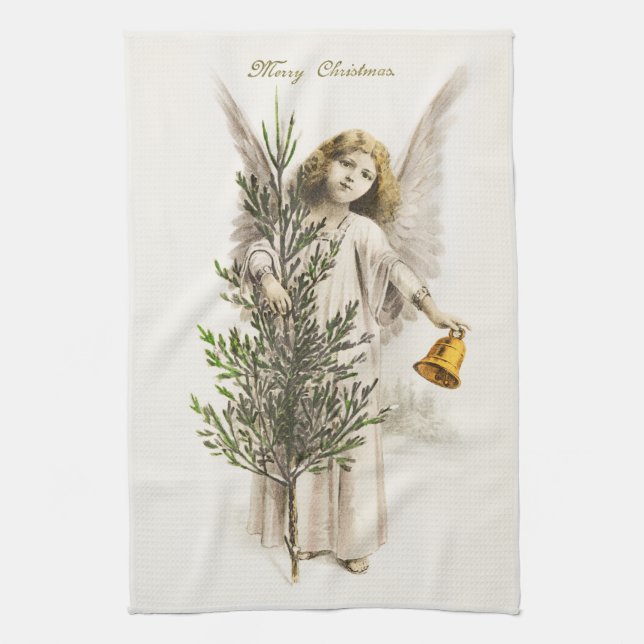 KITCHEN TOWEL : VINTAGE CHRISTMAS ANGEL (Vertical)