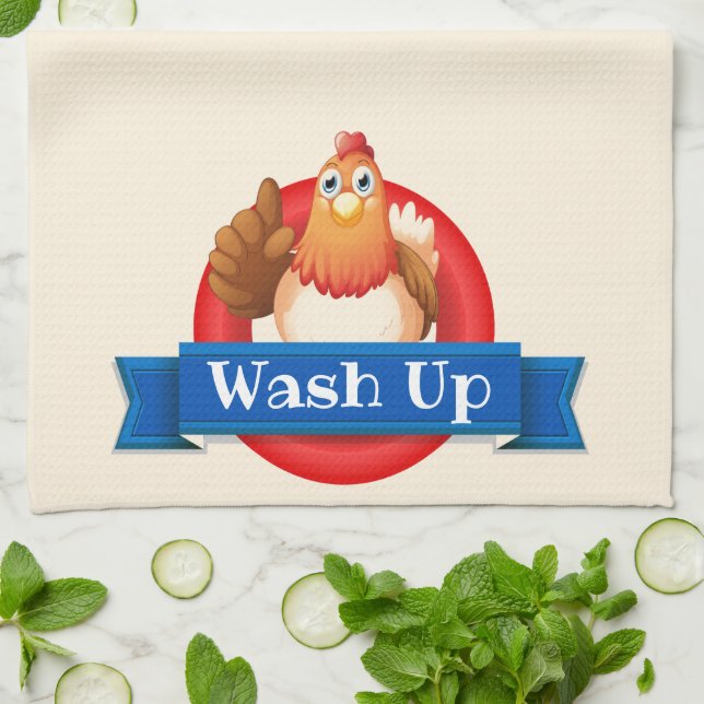 Kitchen Towel-Wash up Chicken Kitchen Towel (Folded)