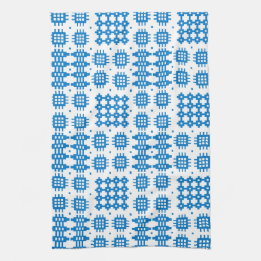 Kitchen Towel: Welsh Tapestry Design, Bright Blue Kitchen Towel