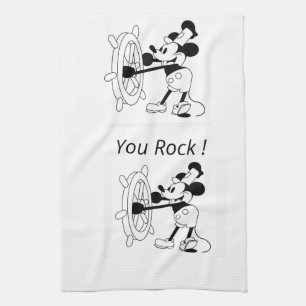 Kitchen towel white Steamboat Willie design