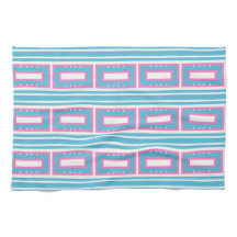 Kitchen Towel with Aqua-Pink Rectangle Patterns