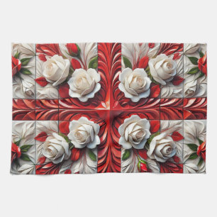 Kitchen towel with English Roses Design