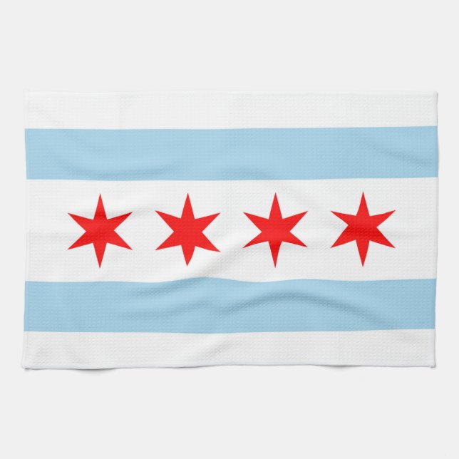 Kitchen towel with Flag of Chicago, Illinois (Horizontal)