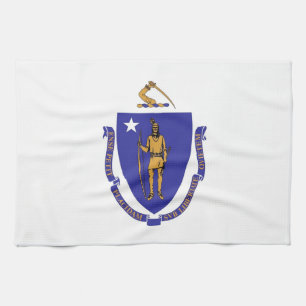 Kitchen towel with Flag of Massachusetts, U.S.A.
