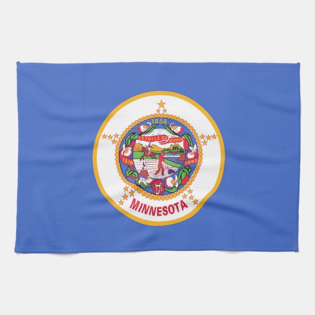 Kitchen towel with Flag of Minnesota, U.S.A. (Horizontal)
