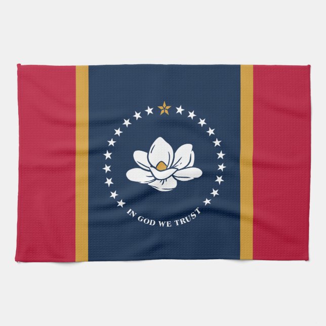 Kitchen towel with Flag of Mississippi State, USA (Horizontal)
