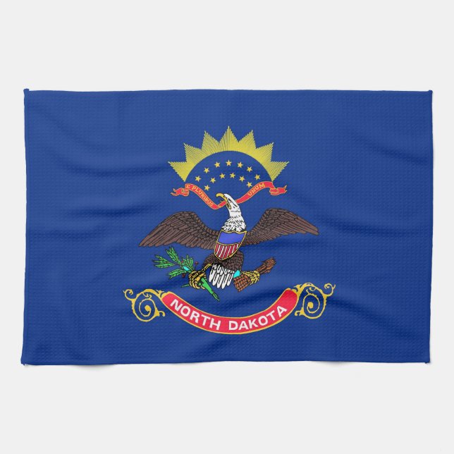 Kitchen towel with Flag of North Dakota, U.S.A. (Horizontal)