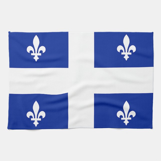 Kitchen towel with Flag of Quebec, Canada (Horizontal)