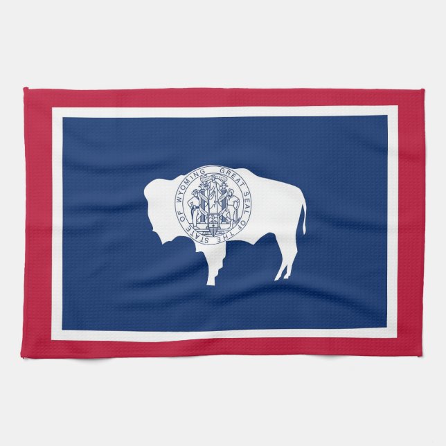 Kitchen towel with Flag of Wyoming, U.S.A. (Horizontal)